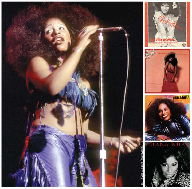 Chaka Khan and some of her records. PhotoCollage