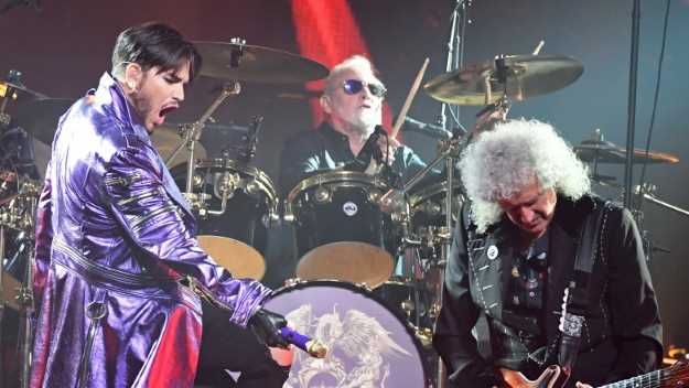 Adam Lambert, Roger Taylor, Brian May. Getty Images