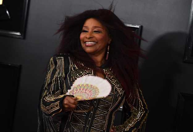 Chaka Khan arrives at the 61st annual Grammy Awards. (Photo by Jordan Strauss/Invision/AP)