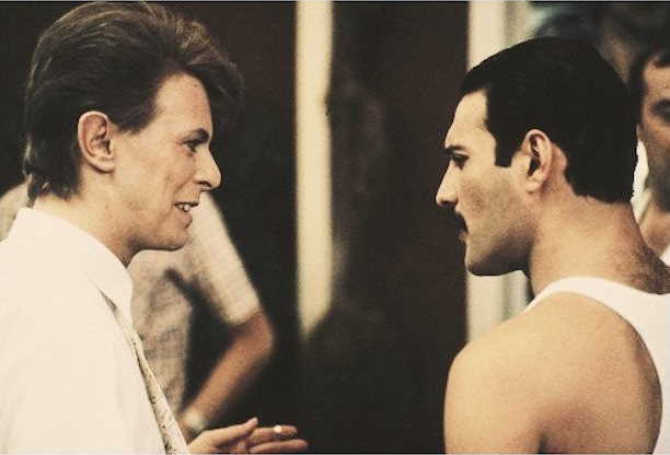 David Bowie and Freddie Mercury in the studio. Courtesy Image