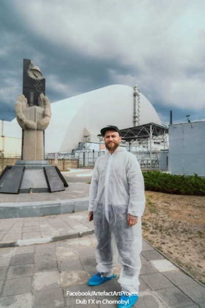 Dub FX in Chornobyl. PhotoCredit: Facebook/ArtefactArtProject