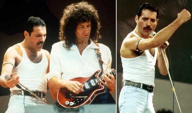 Freddie Mercury and Brian May at Live Aid (Image: GETTY)