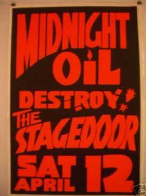 Midnight Oil Destroy the Stage Door poster