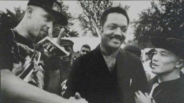Disposable Heroes of Hiphoprisy with Reverend Jesse Jackson. (Courtesy of Rono Tse)