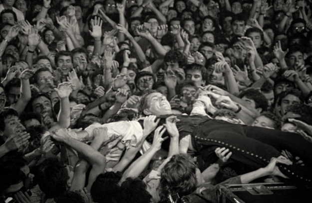 Peter Gabriel crowd surfing. (Photo: Tony Levin)